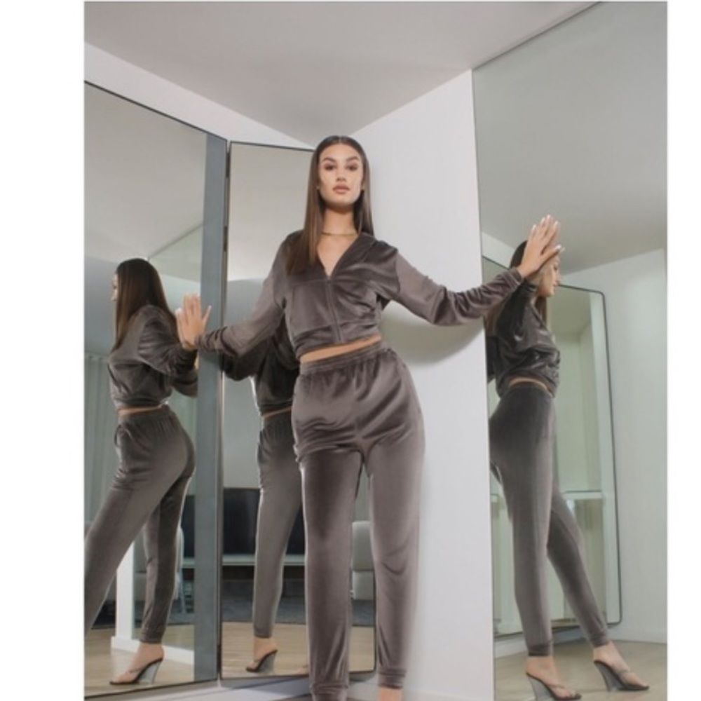 Skims Velour hoodie and joggers in “amethyst”